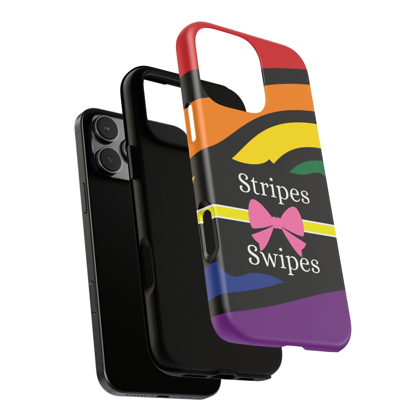 Phone Case iPhone 16/15/14 - Wavy Vivid Stripes & Swipes Tough Case
