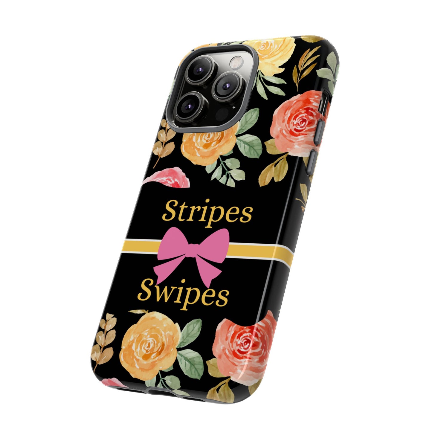 Phone Case iPhone 16/15/14 - Flowers Stripes & Swipes Tough Case