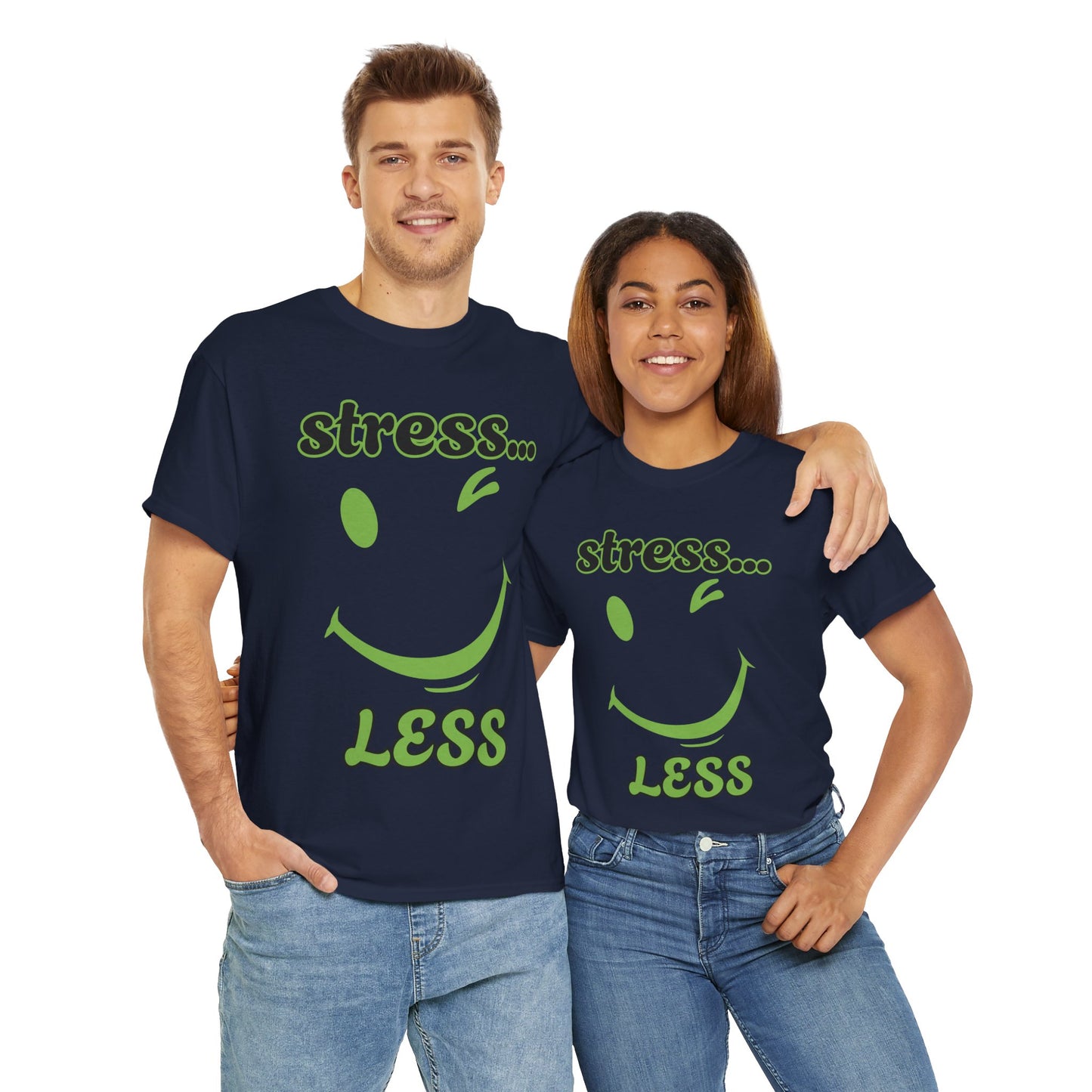 Graphic Tee - Winking Smiley Face 'Stress Less' Design