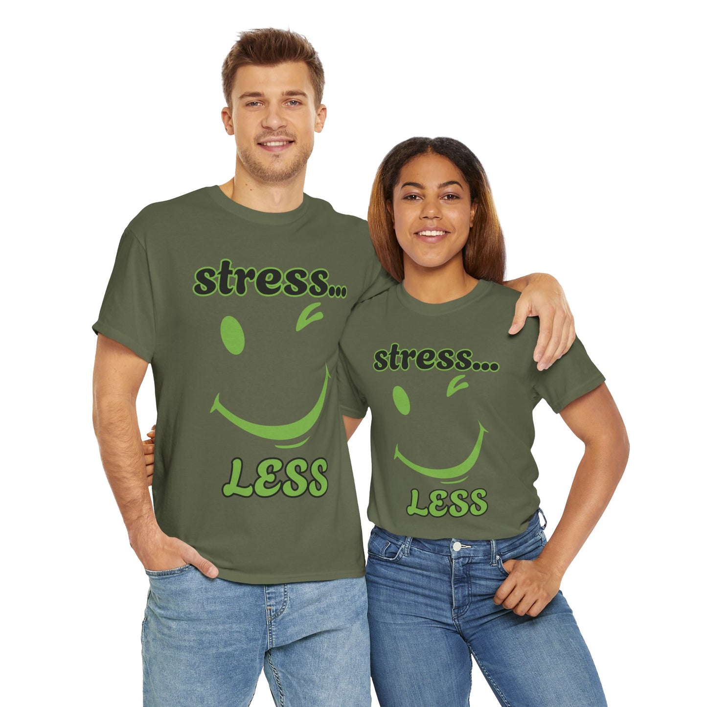 Graphic Tee - Winking Smiley Face 'Stress Less' Design