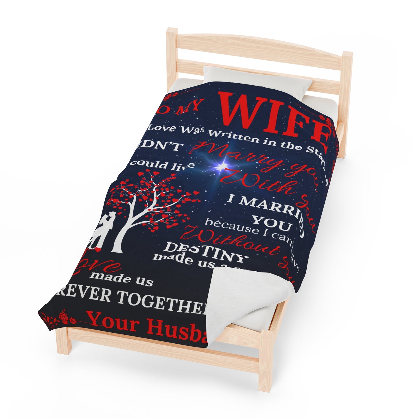 To My Wife Why I Married You - Gold Velveteen Plush Blanket Blue/Black
