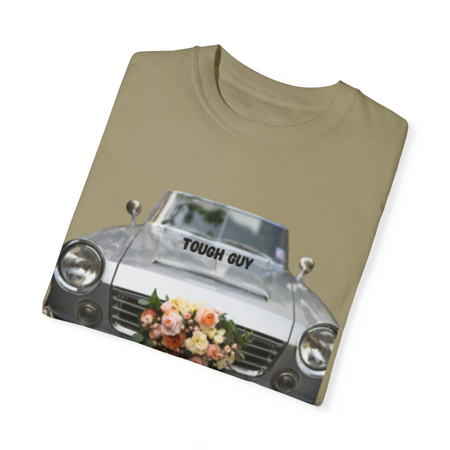 Men's T-Shirt Tough Guy Car with I Love My Wife Flowers Design