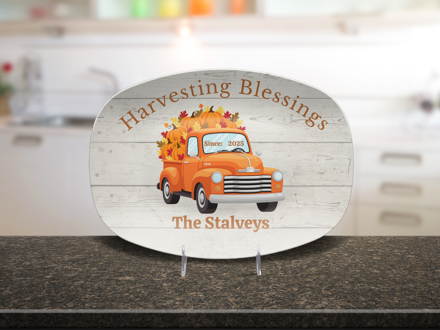 Harvesting Blessings Personalized Thanksgiving Platter 10in x 14in