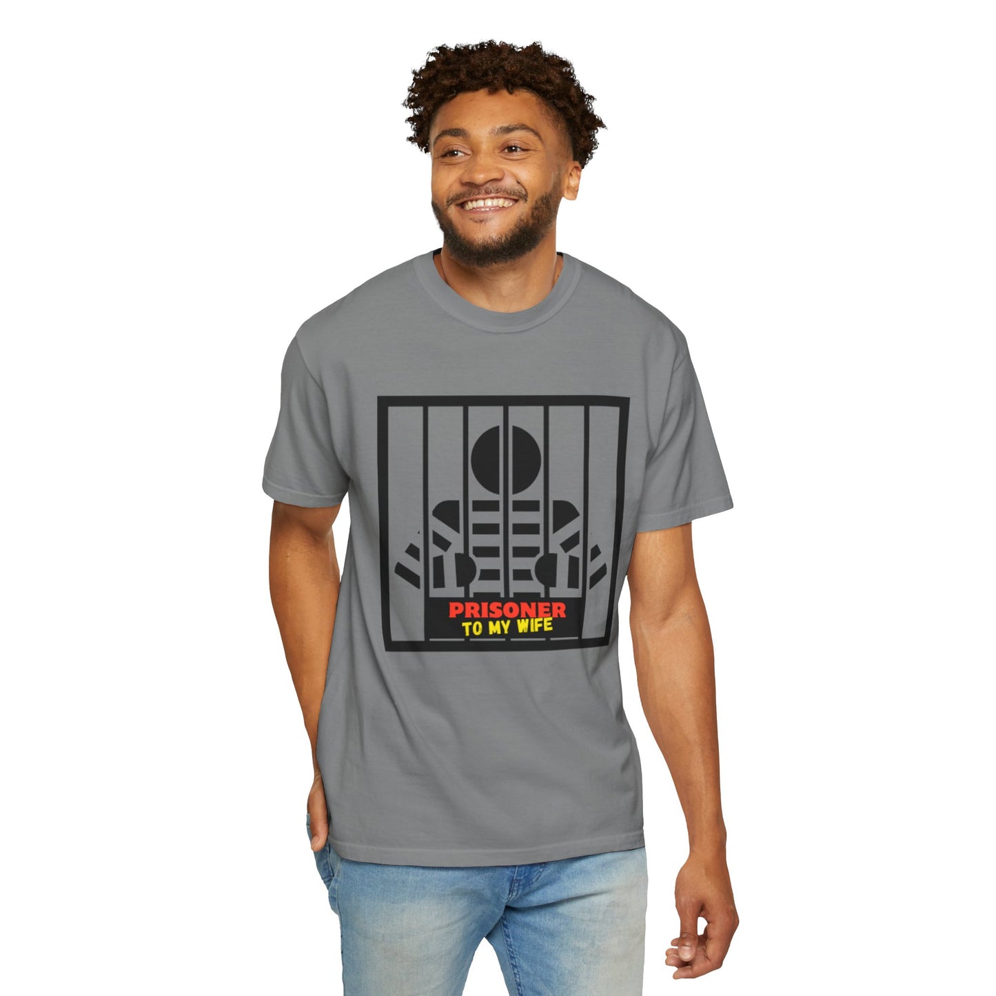 T-Shirt with 'Prisoner to My Wife' Design