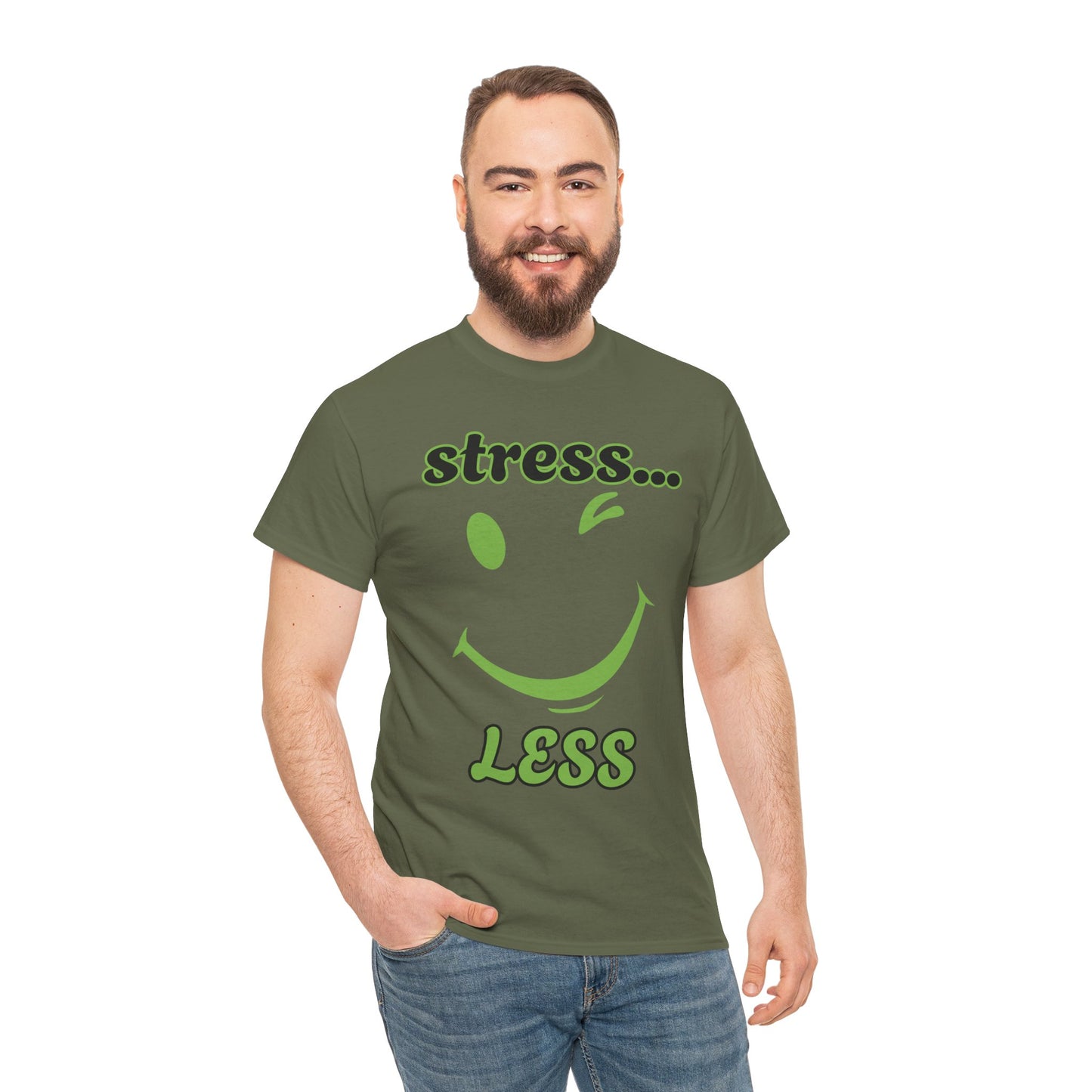 Graphic Tee - Winking Smiley Face 'Stress Less' Design