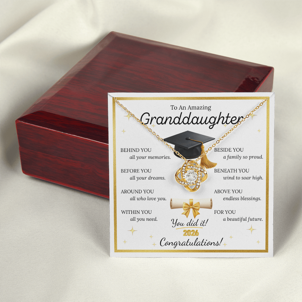 Graduation Gift for Granddaughter – Love Knot Necklace with Inspirational Message Card | Class of 2026