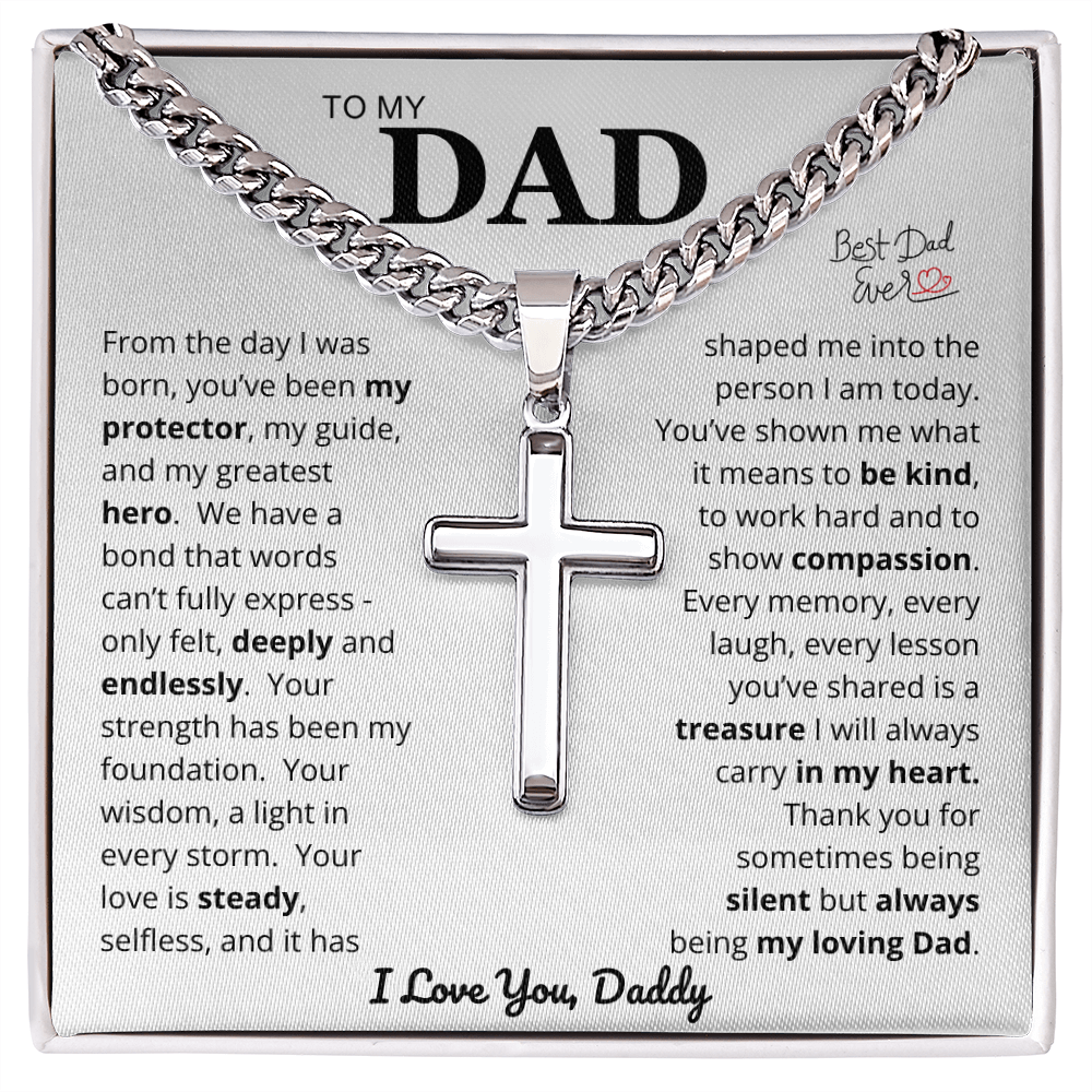 To My Dad - Cross Cuban Link Chain