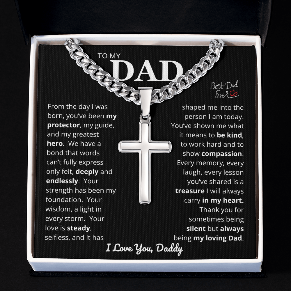 To My Dad - Cross Cuban Link Chain Necklace