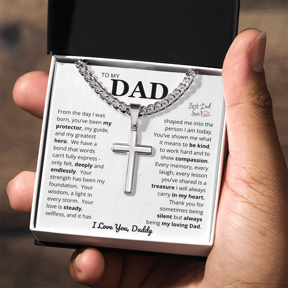 To My Dad - Cross Cuban Link Chain