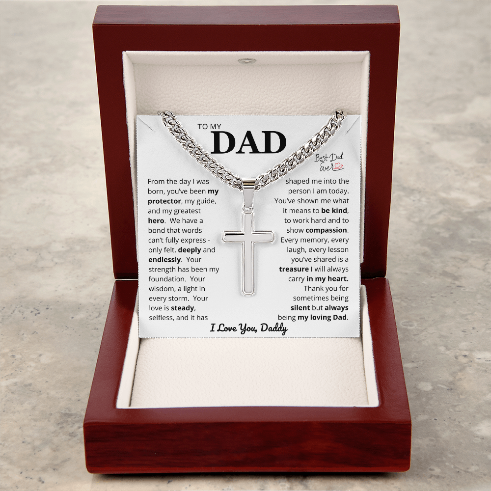 To My Dad - Cross Cuban Link Chain