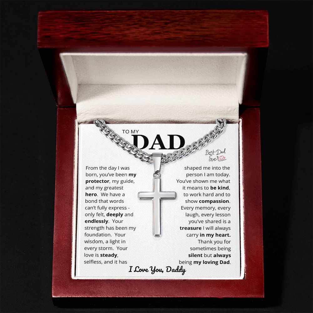 To My Dad - Cross Cuban Link Chain