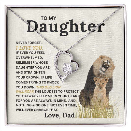 Gift for Daughter from Dad - Forever Love Necklace with "This Old Lion's Roar" Message