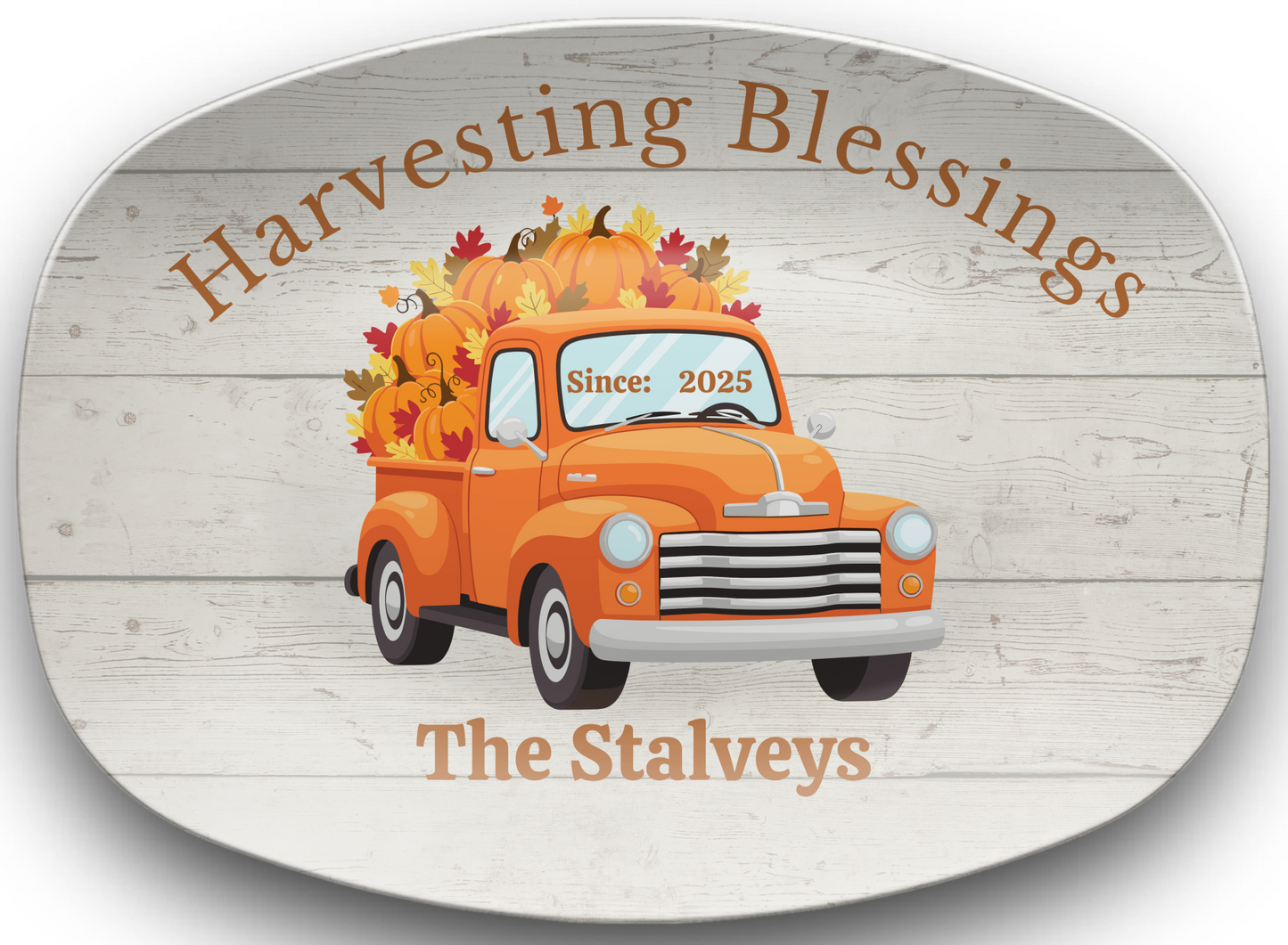 Harvesting Blessings Personalized Thanksgiving Platter 10in x 14in