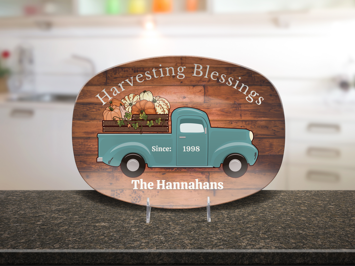 Harvesting Blessings Personalized Thanksgiving Platter 10in x 14in