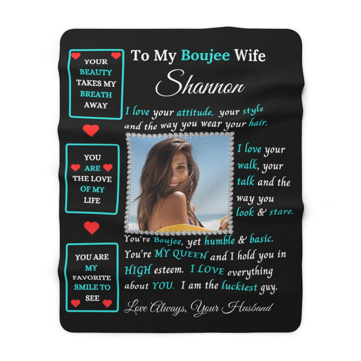 Beautiful Boujee Wife Blanket - PERSONALIZED Sherpa Fleece 60" X 80"