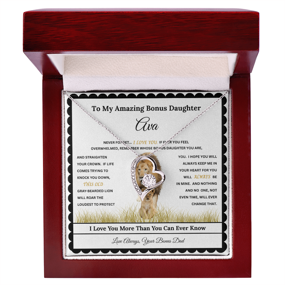 Daughter Heart Necklace Gift with Personalized Message Card – Custom Name Gift for Daughter, Granddaughter, Bonus Daughter, Goddaughter or Daughter-In-Law