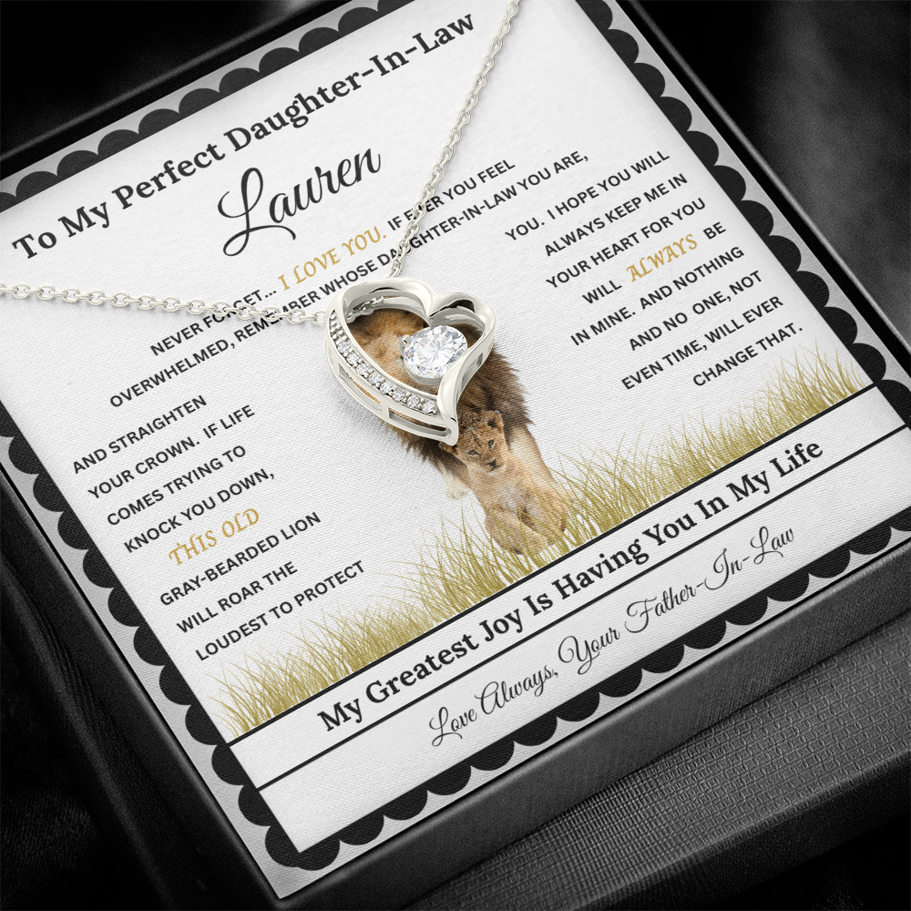 Daughter Heart Necklace Gift with Personalized Message Card – Custom Name Gift for Daughter, Granddaughter, Bonus Daughter, Goddaughter or Daughter-In-Law