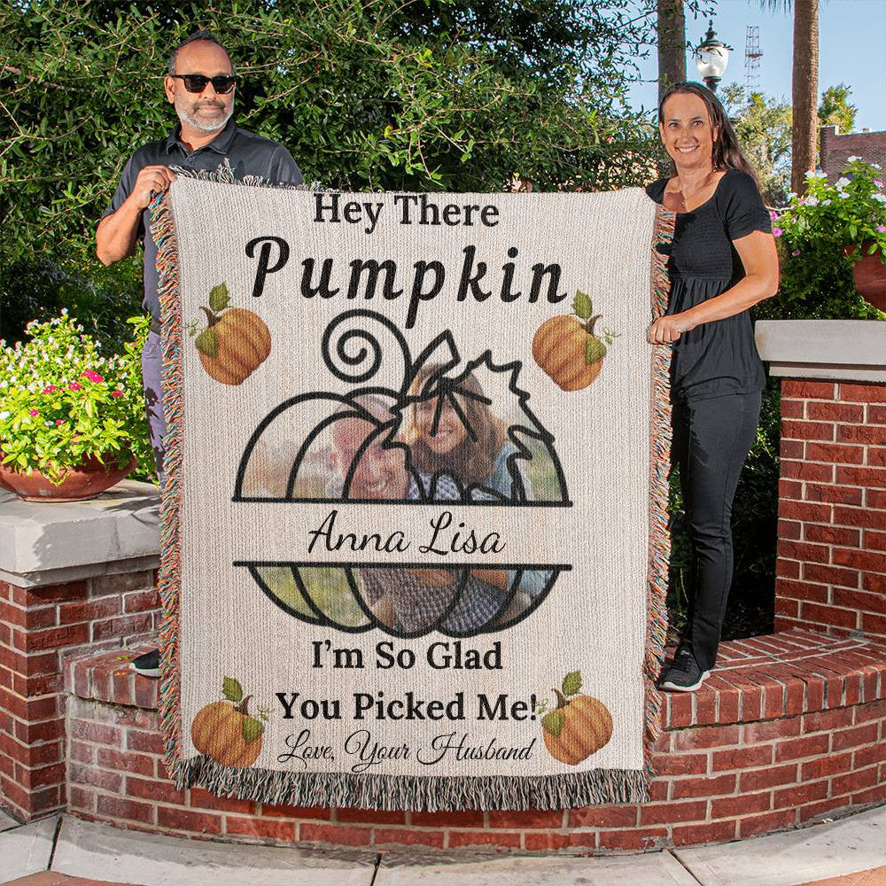 Hey There Pumpkin - PERSONALIZED PHOTO Heirloom Woven Blanket