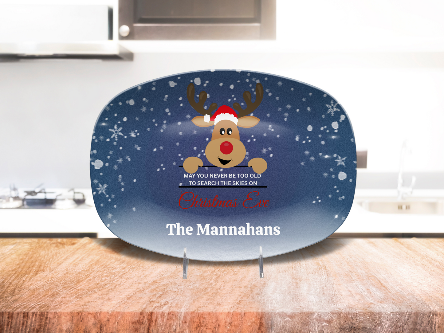 Rudolph “Search the Skies” Personalized Christmas Platter