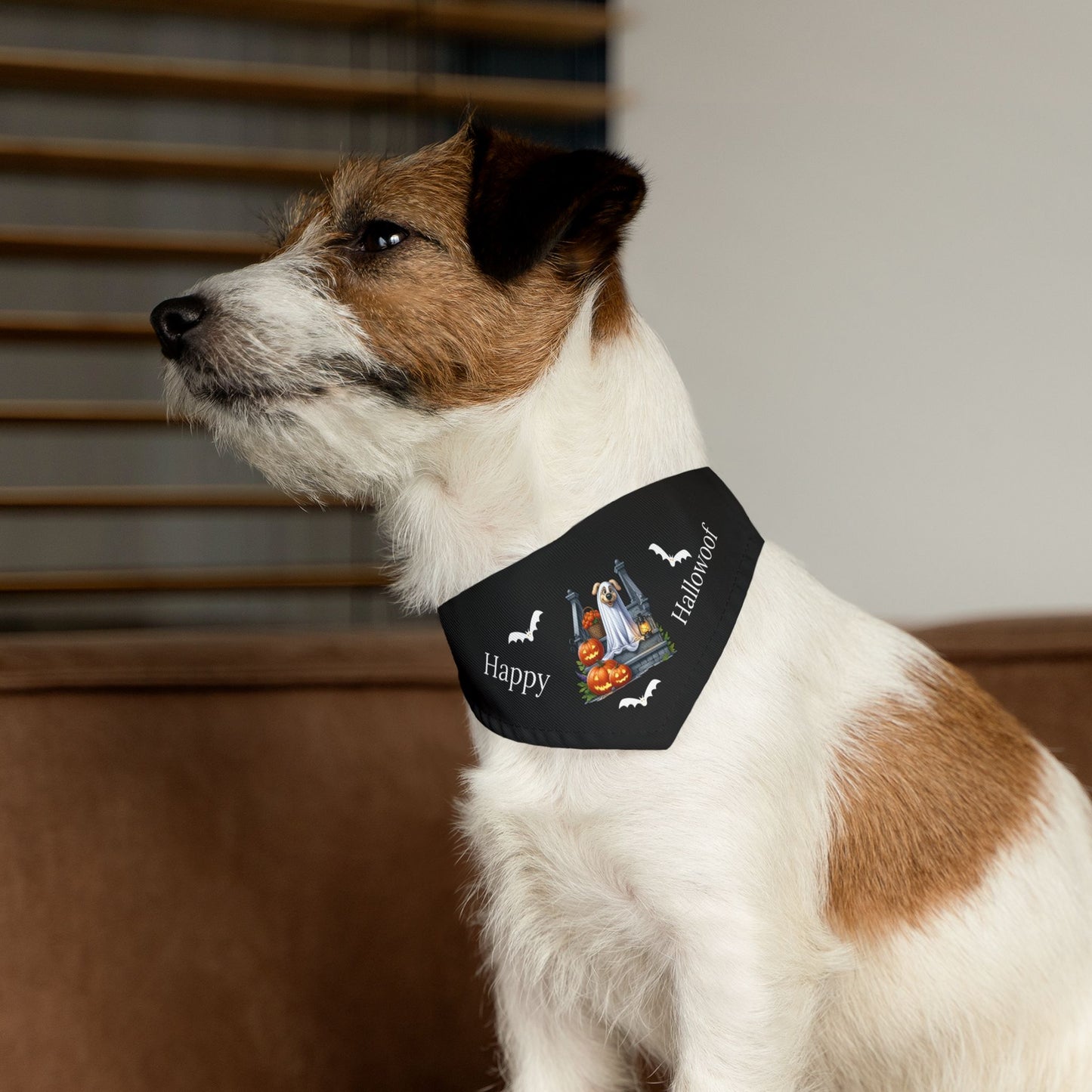 Happy "Hallowoof" - SMALL Pet Bandana Collar BLACK 01