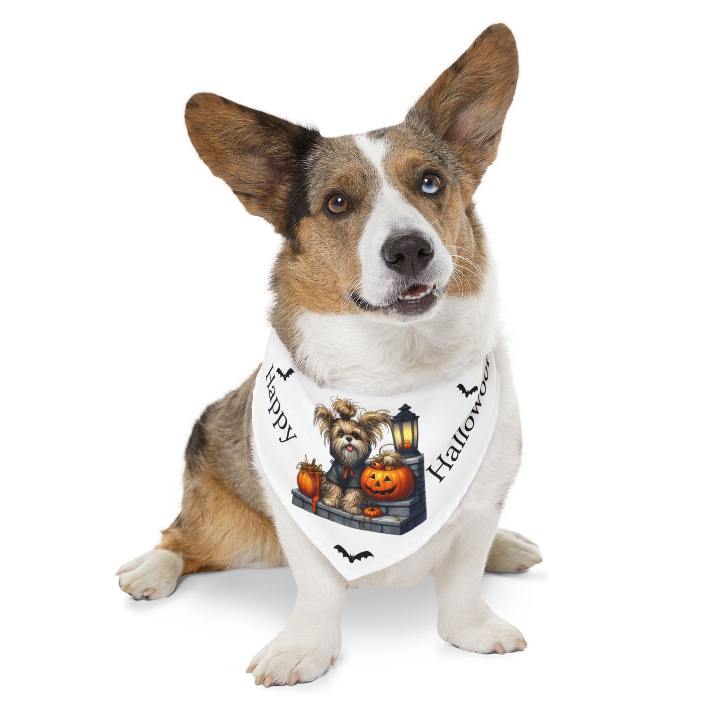 Happy "Hallowoof" - EXTRA LARGE Pet Bandana Collar WHITE 09