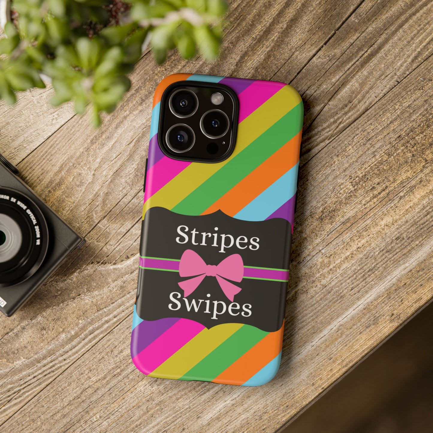 Phone Case iPhone 16/15/14 - Diagonal Vivid Stripes & Swipes Tough Case