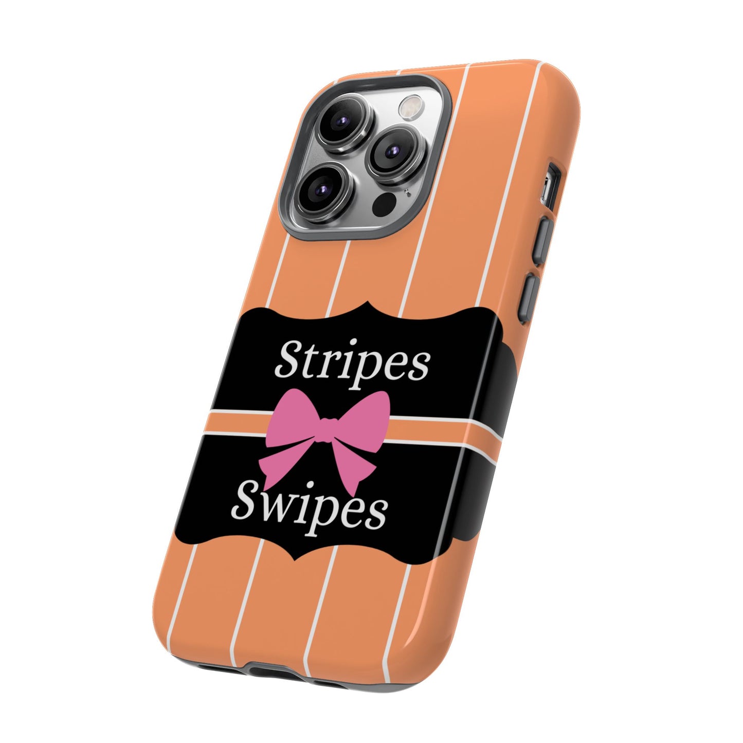 Phone Case iPhone 16/15/14 - Orange/White Stripes & Swipes Tough Case