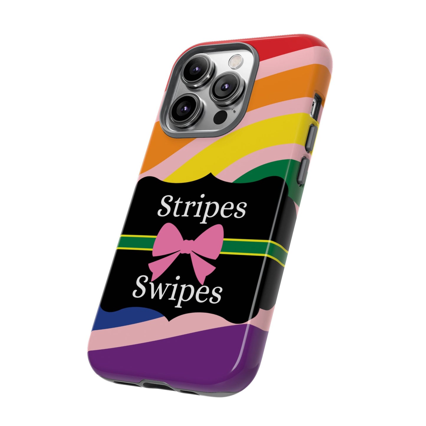 Phone Case iPhone 16/15/14 - Wavy Vivid/Pink Stripes & Swipes Tough Case