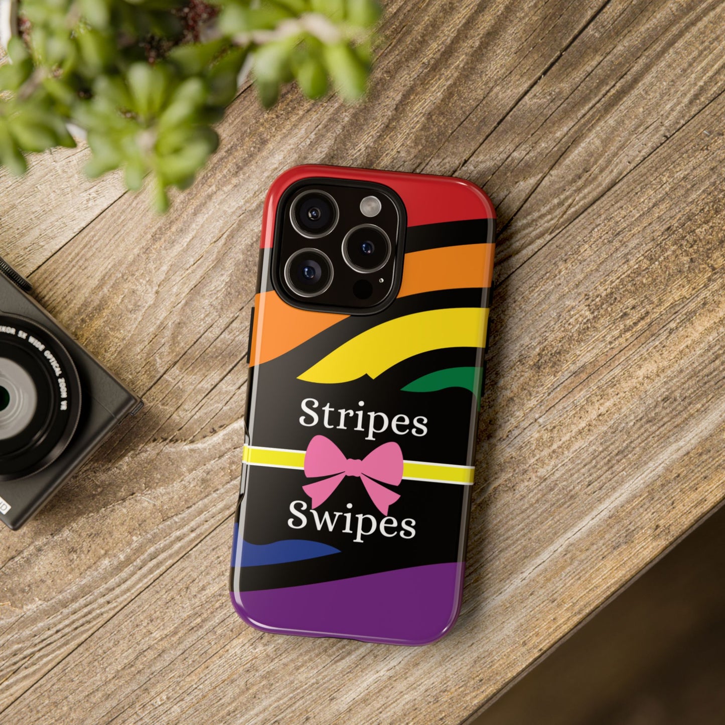 Phone Case iPhone 16/15/14 - Wavy Vivid Stripes & Swipes Tough Case