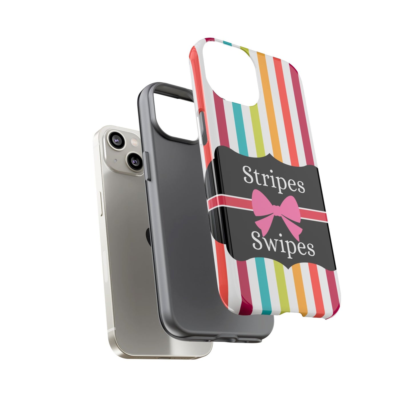 Phone Case iPhone 16/15/14 - Lollipop Stripes & Swipes Tough Case