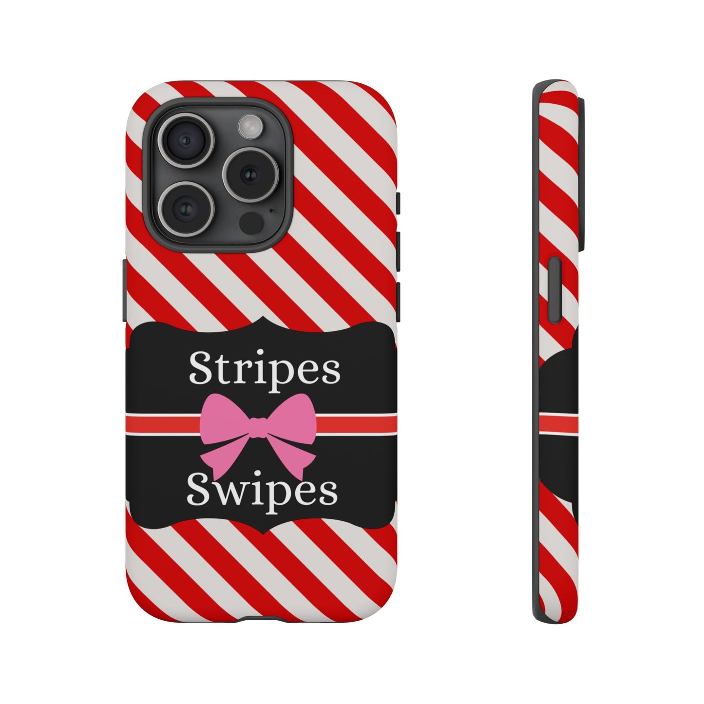 Phone Case iPhone 16/15/14 - Red/White Stripes & Swipes Tough Case