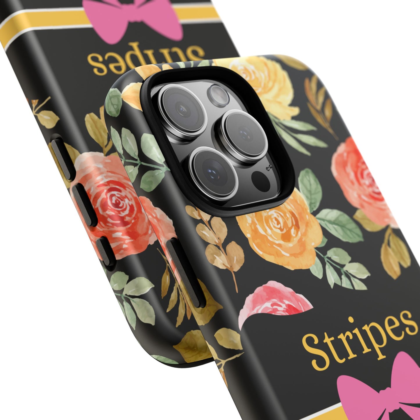 Phone Case iPhone 16/15/14 - Flowers Stripes & Swipes Tough Case