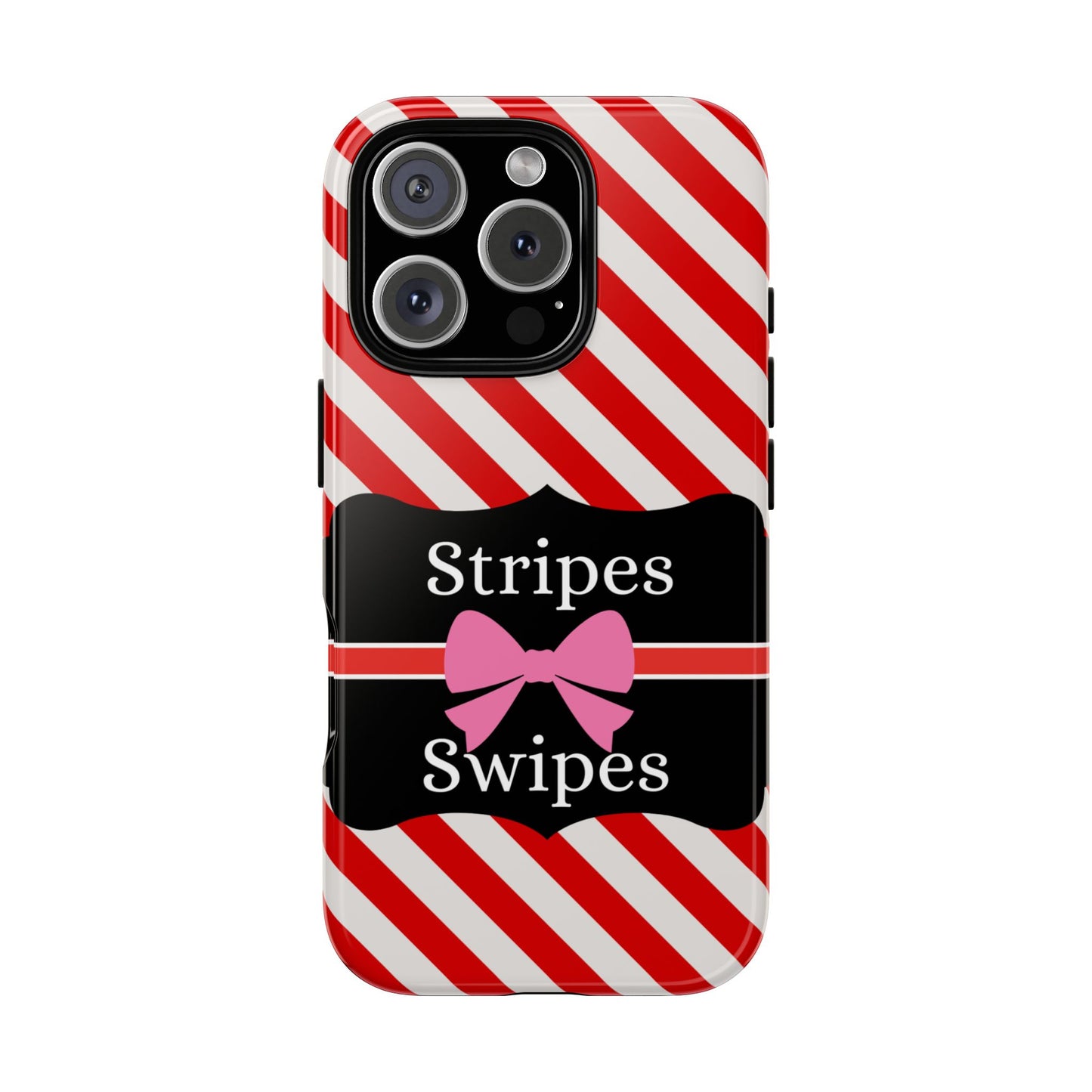 Phone Case iPhone 16/15/14 - Red/White Stripes & Swipes Tough Case