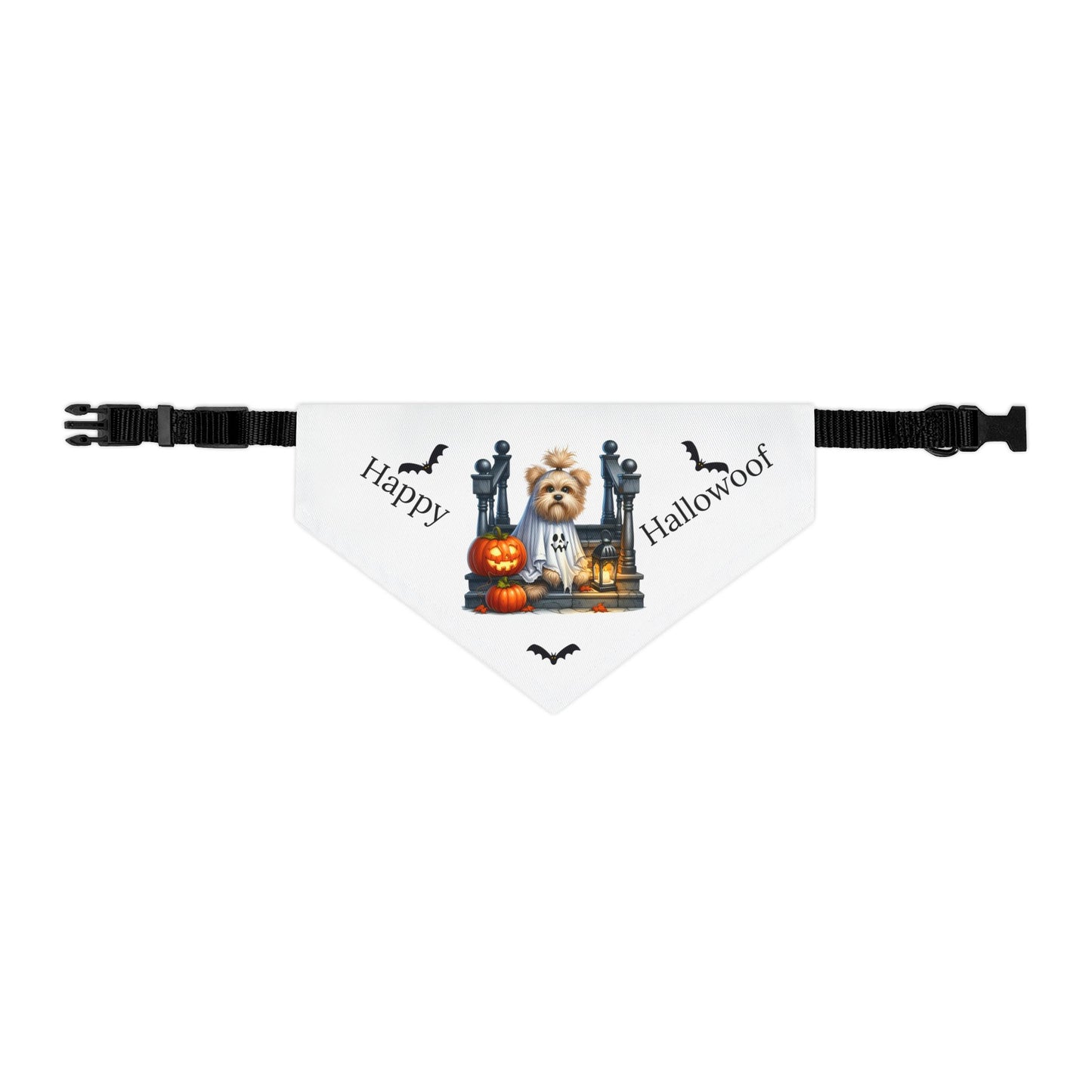 Happy "Hallowoof" - MEDIUM Pet Bandana Collar WHITE 07