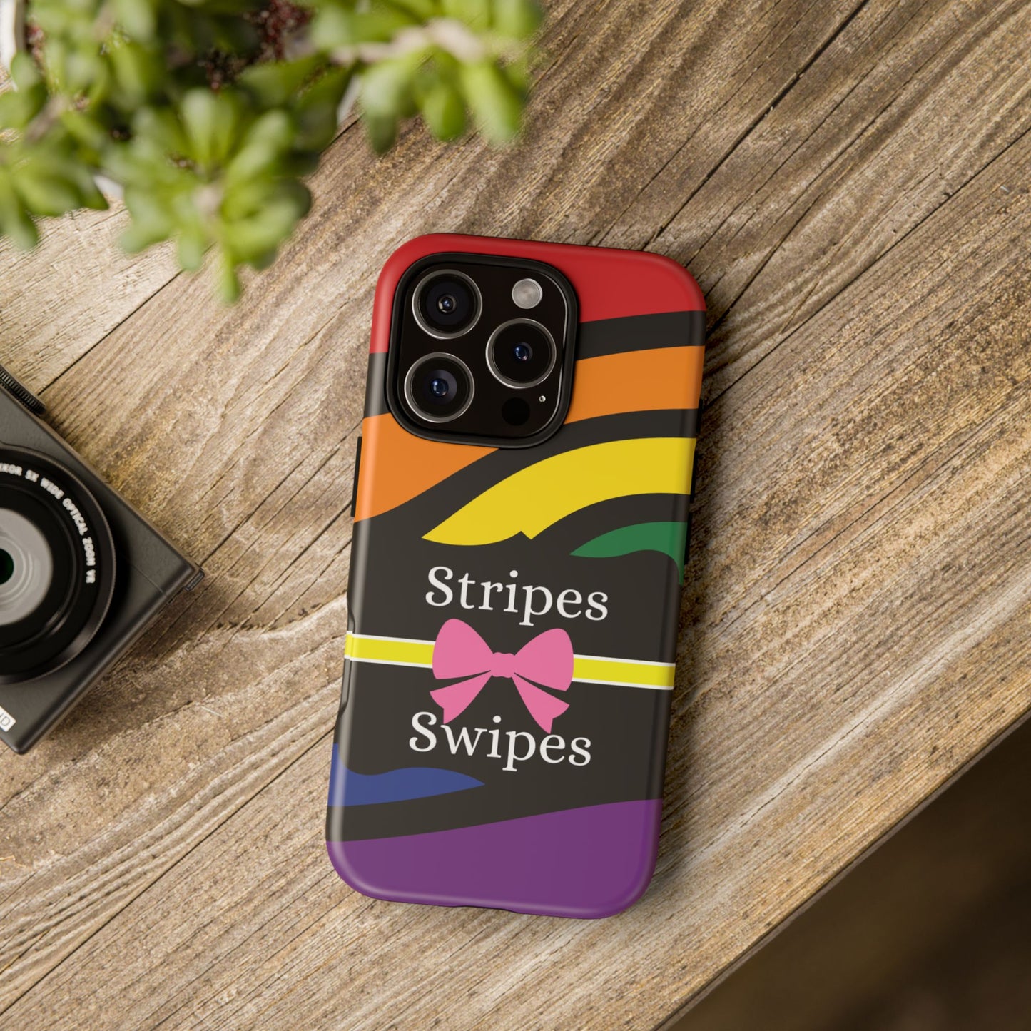 Phone Case iPhone 16/15/14 - Wavy Vivid Stripes & Swipes Tough Case