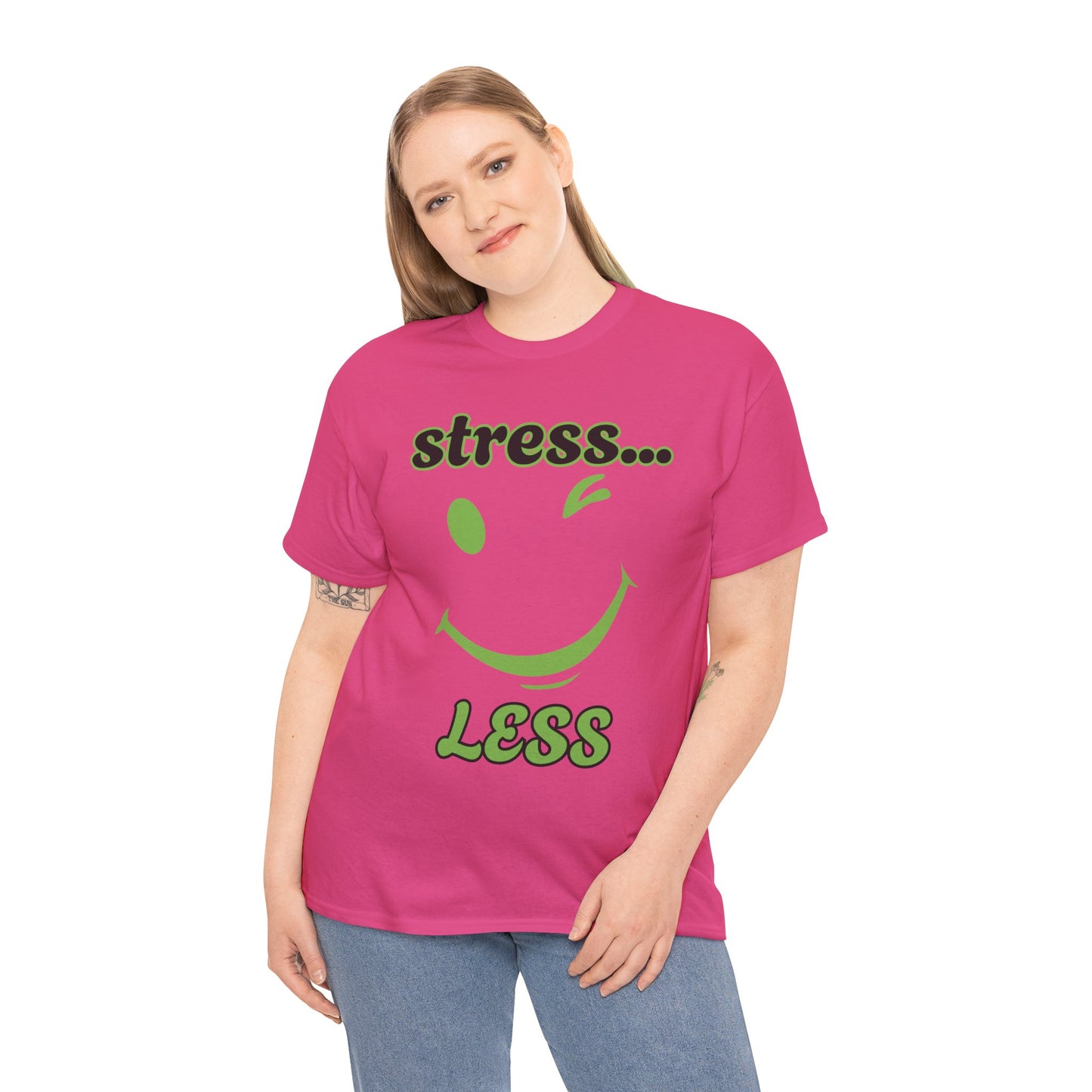 Graphic Tee - Winking Smiley Face 'Stress Less' Design