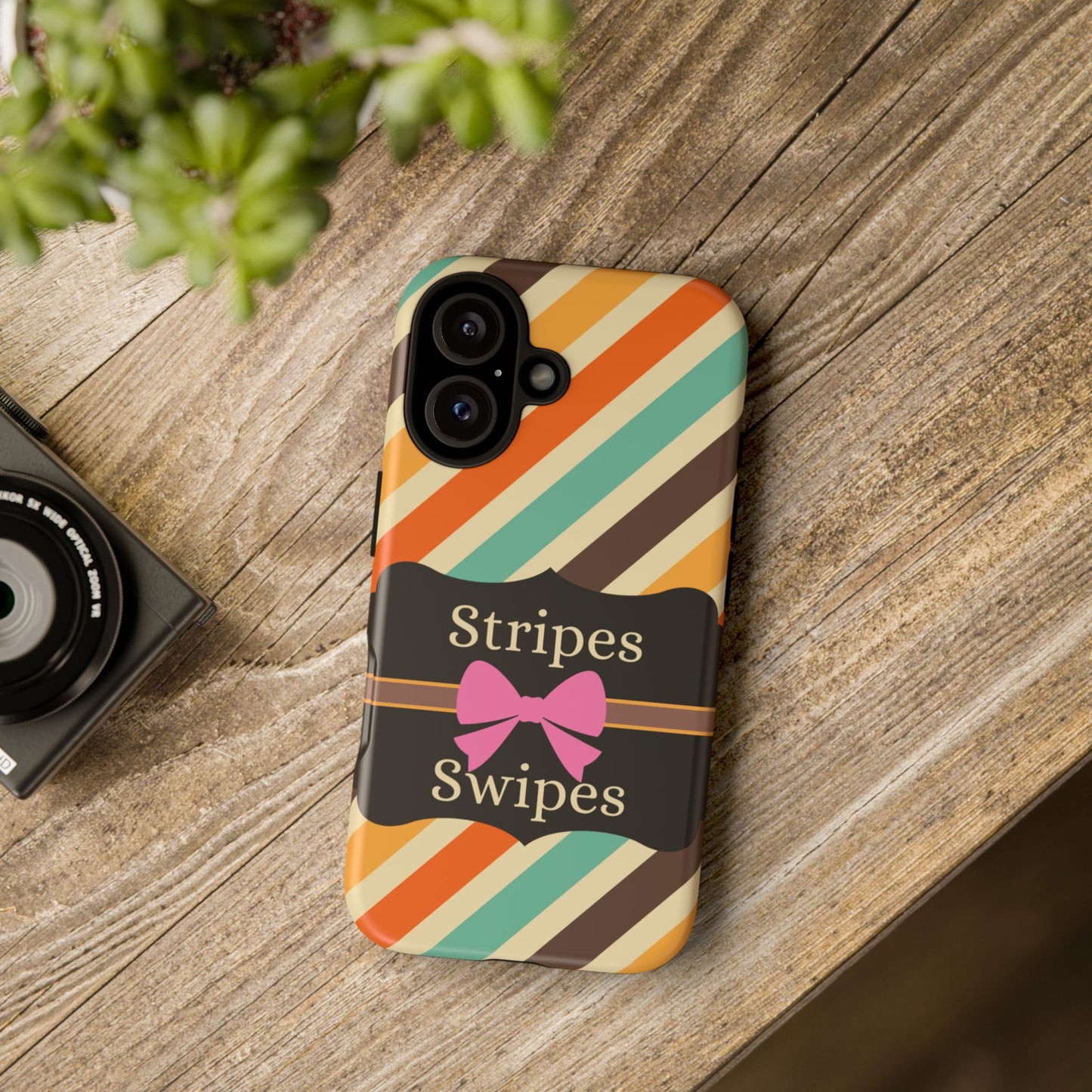 Phone Case iPhone 16/15/14 - Diagonal Retro Stripes & Swipes Tough Case