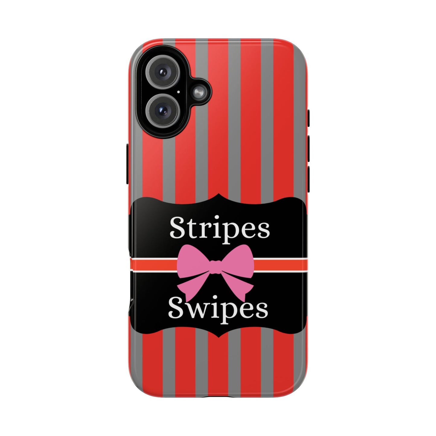 Phone Case iPhone 16/15/14 - Red/Gray Stripes & Swipes Tough Case