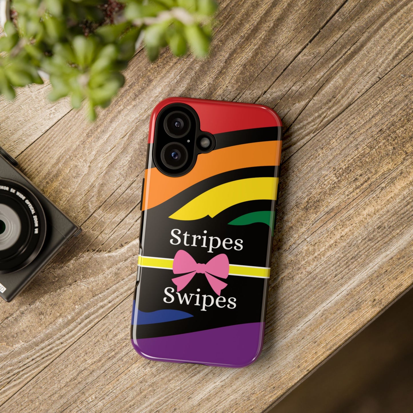 Phone Case iPhone 16/15/14 - Wavy Vivid Stripes & Swipes Tough Case