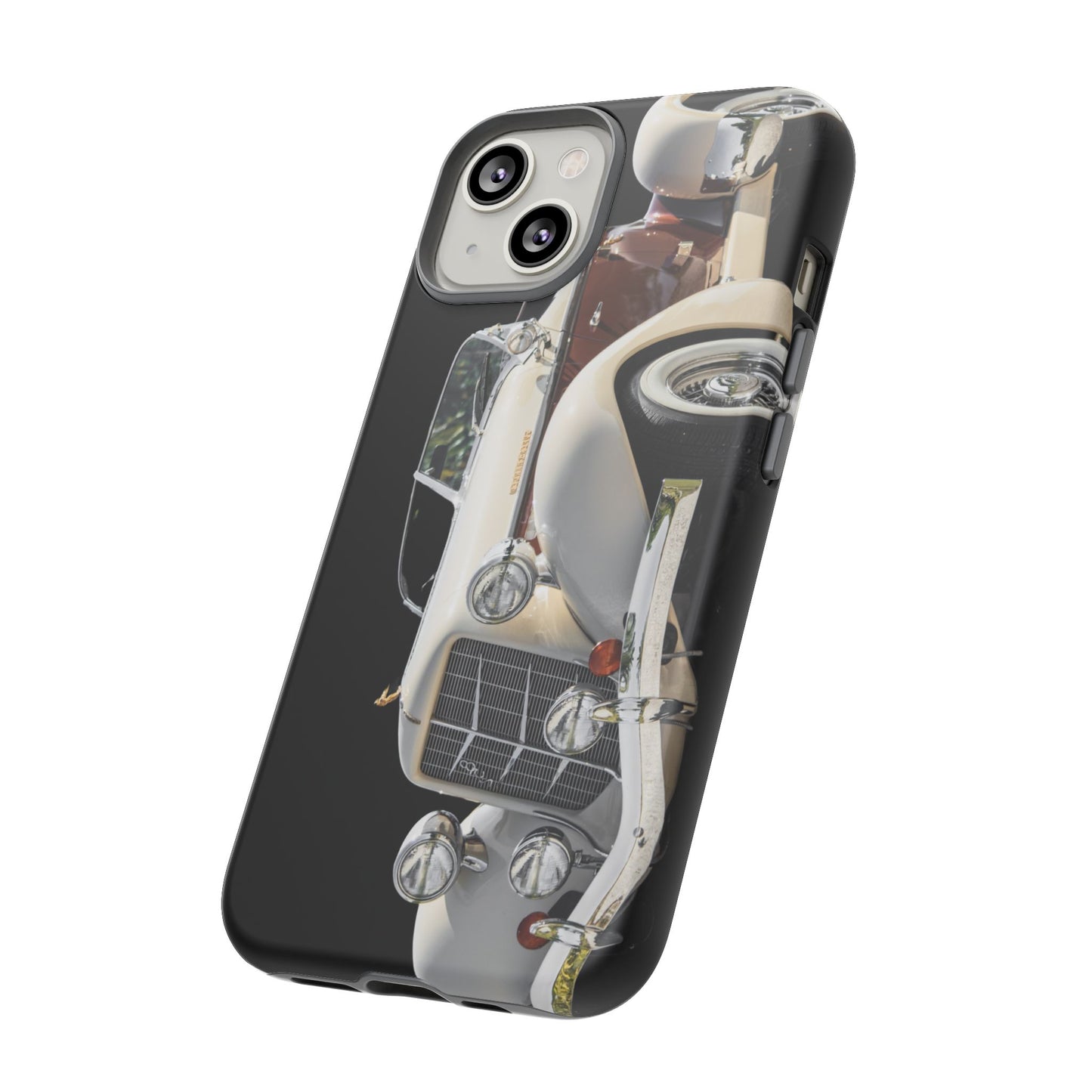 Phone Case iPhone 16/15/14 - Beige Vintage Car Tough Case