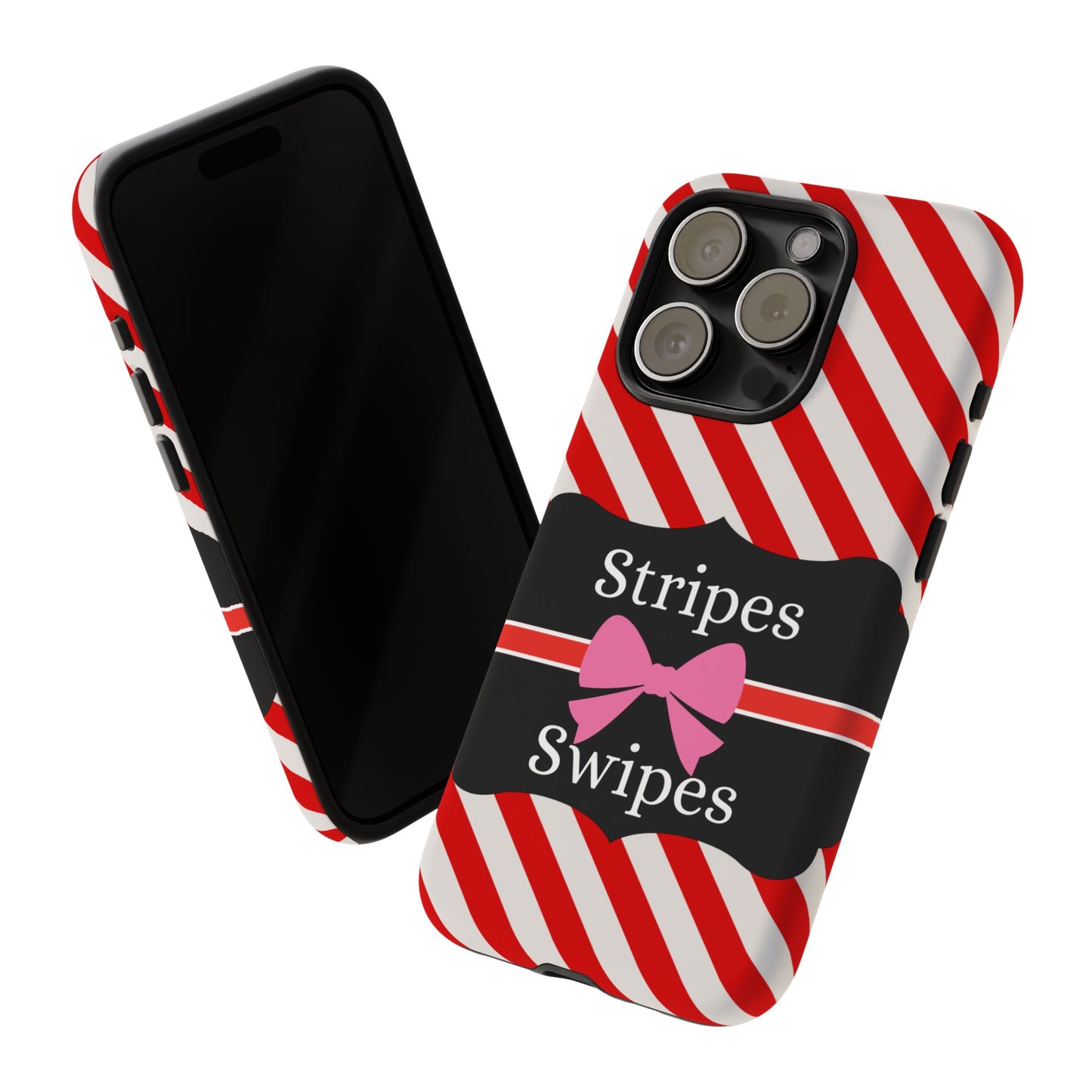 Phone Case iPhone 16/15/14 - Red/White Stripes & Swipes Tough Case