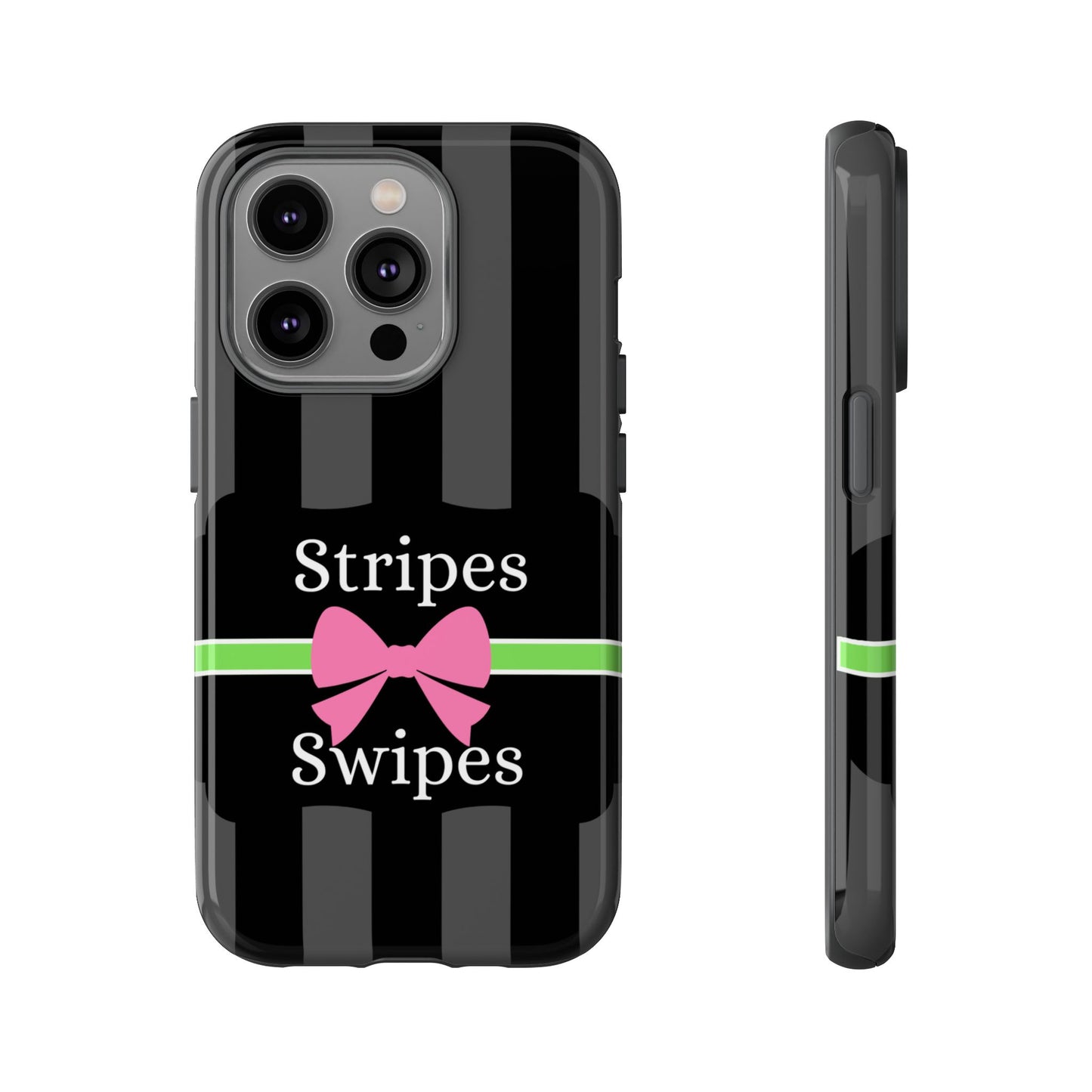 Phone Case iPhone 16/15/14 - Gray/Pink Stripes & Swipes Tough Case