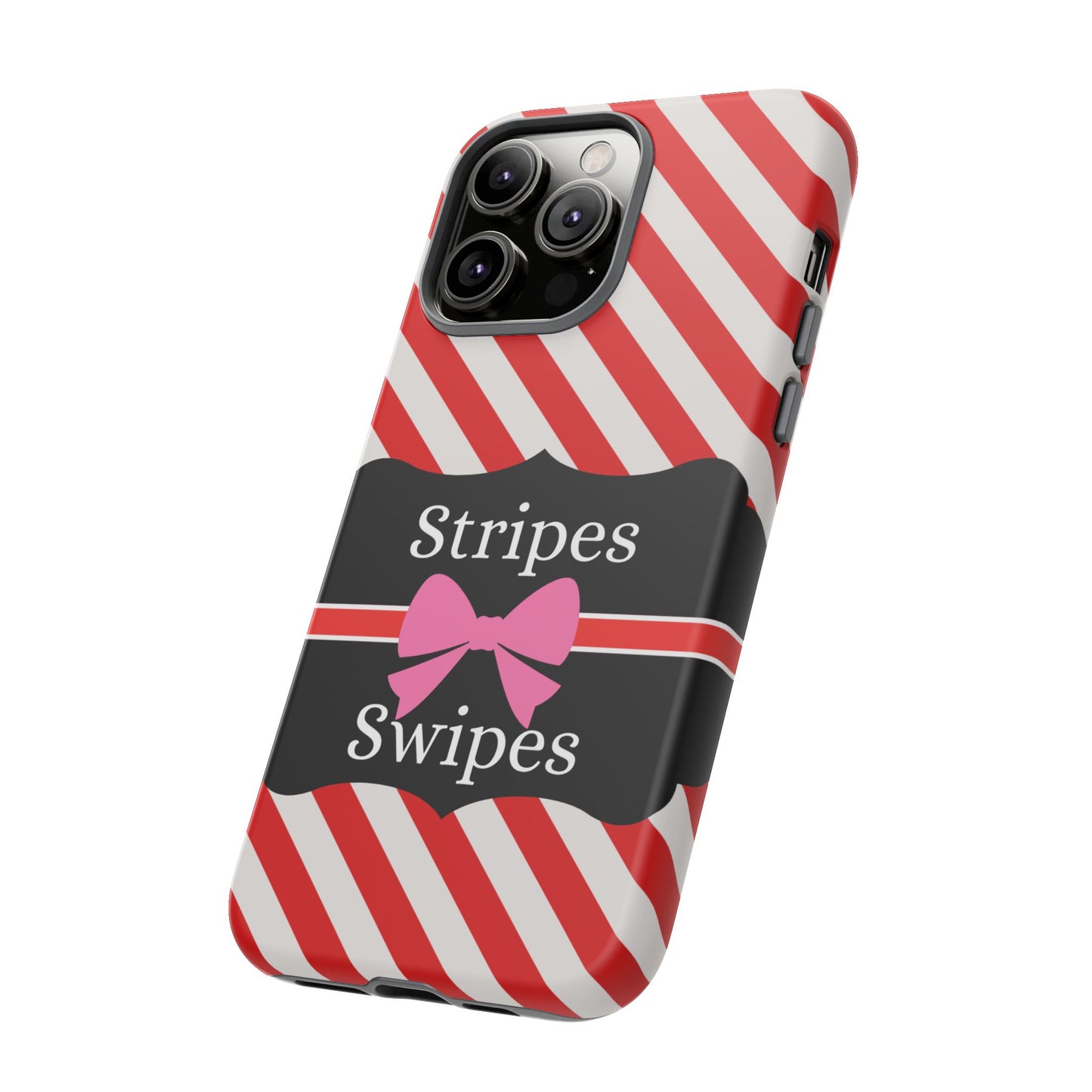 Phone Case iPhone 16/15/14 - Red/White Stripes & Swipes Tough Case