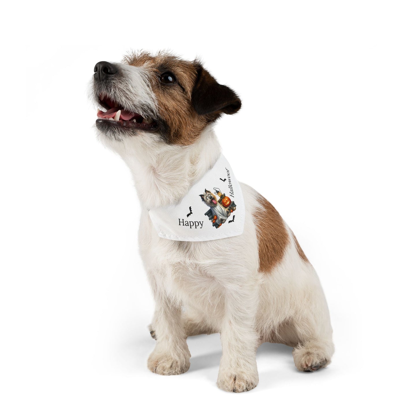Happy "Hallowoof" - SMALL Pet Bandana Collar WHITE 02