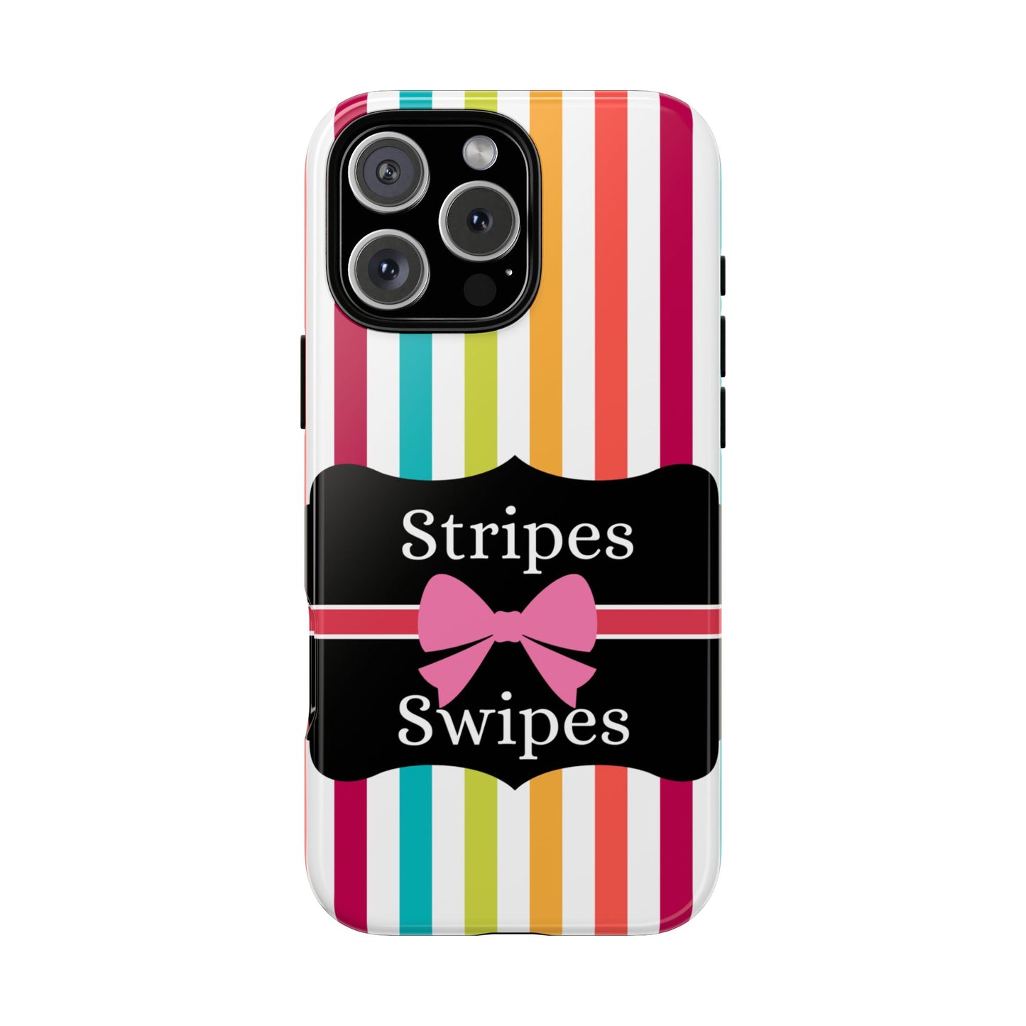 Phone Case iPhone 16/15/14 - Lollipop Stripes & Swipes Tough Case