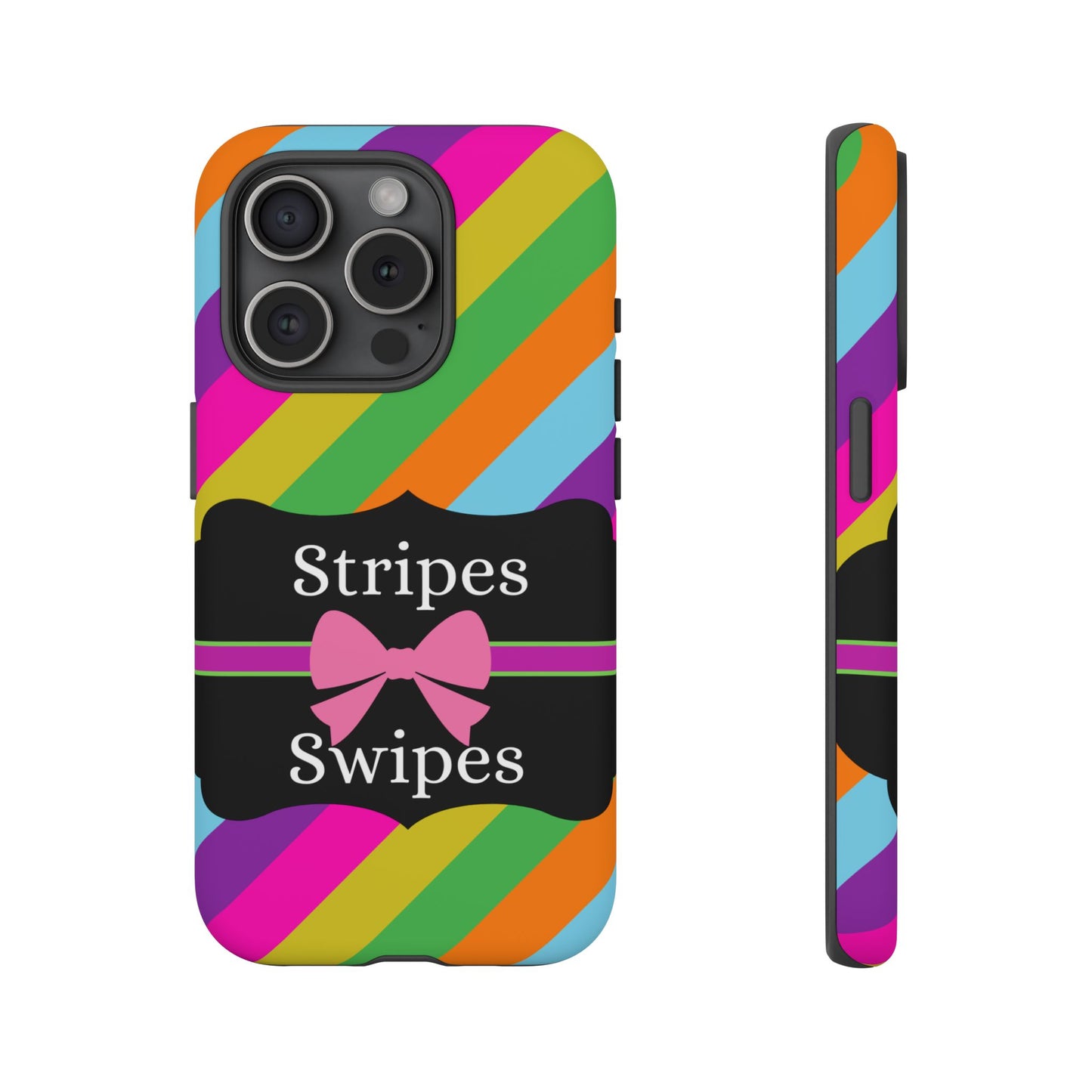 Phone Case iPhone 16/15/14 - Diagonal Vivid Stripes & Swipes Tough Case