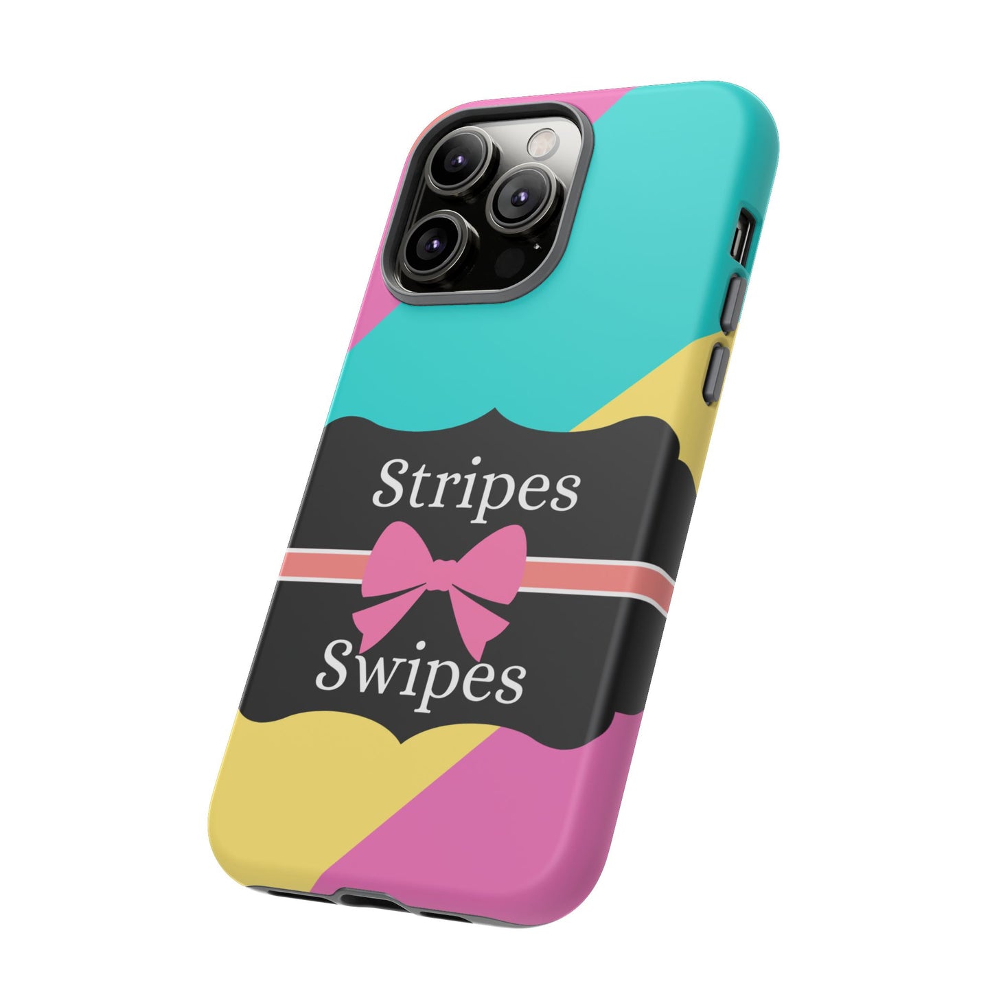 Phone Case iPhone 16/15/14 - Cotton Candy Stripes & Swipes Tough Case