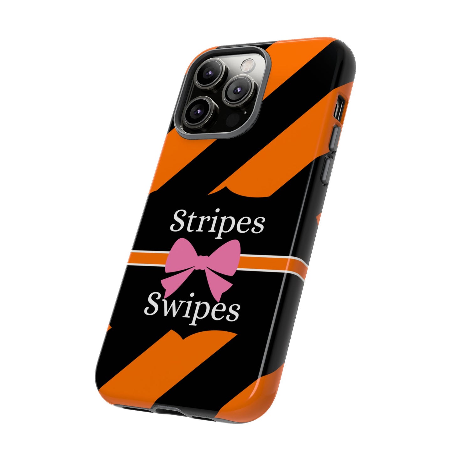 Phone Case iPhone 16/15/14 - Orange/Black Stripes & Swipes Tough Case