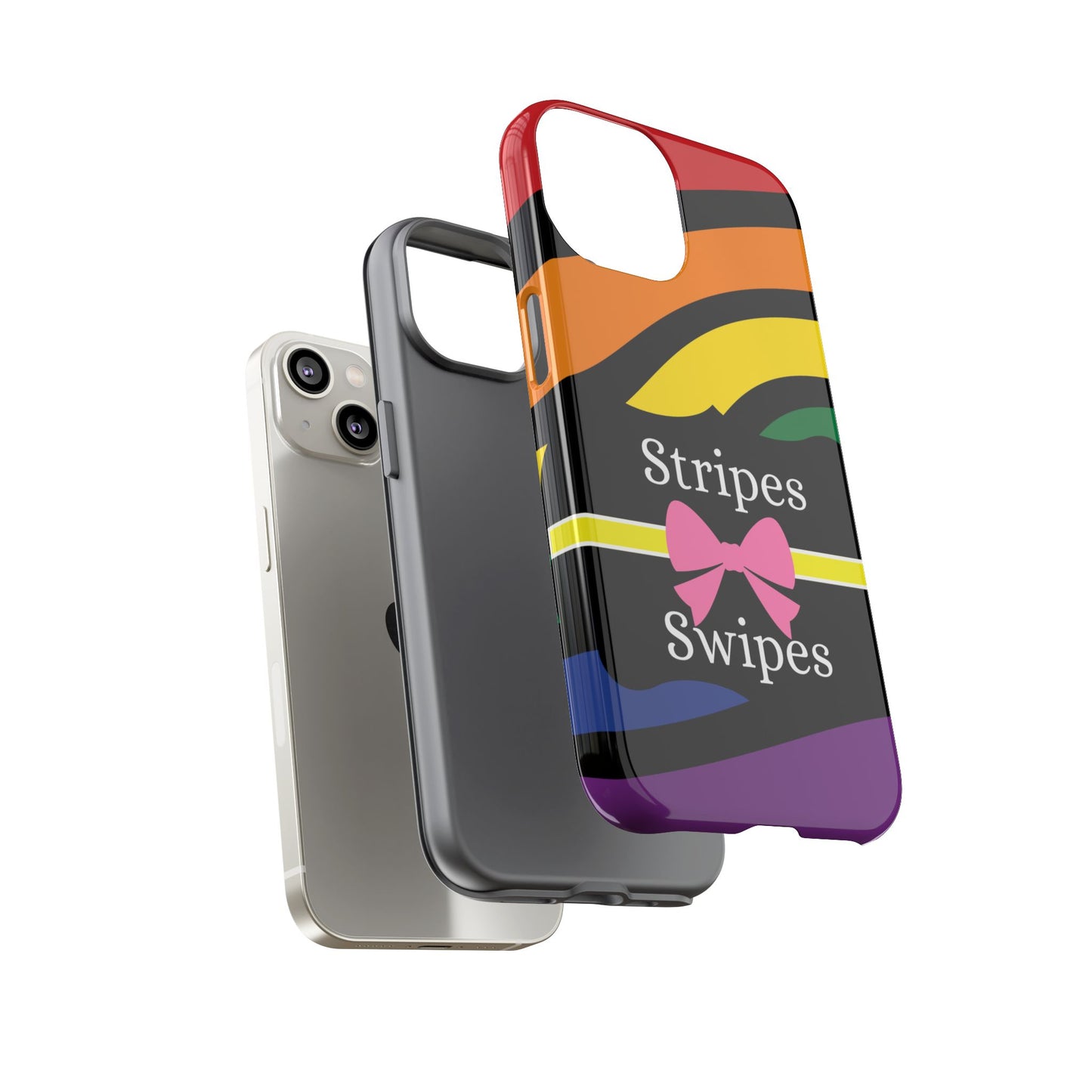 Phone Case iPhone 16/15/14 - Wavy Vivid Stripes & Swipes Tough Case