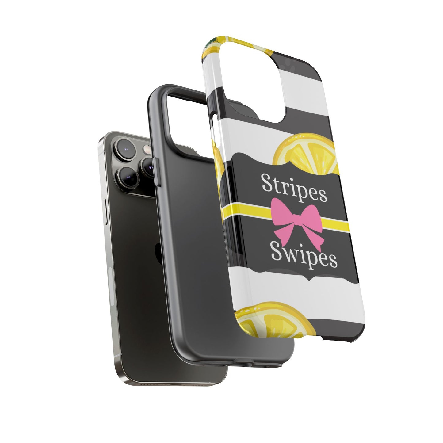 Phone Case iPhone 16/15/14 - Lemony Stripes & Swipes Tough Case